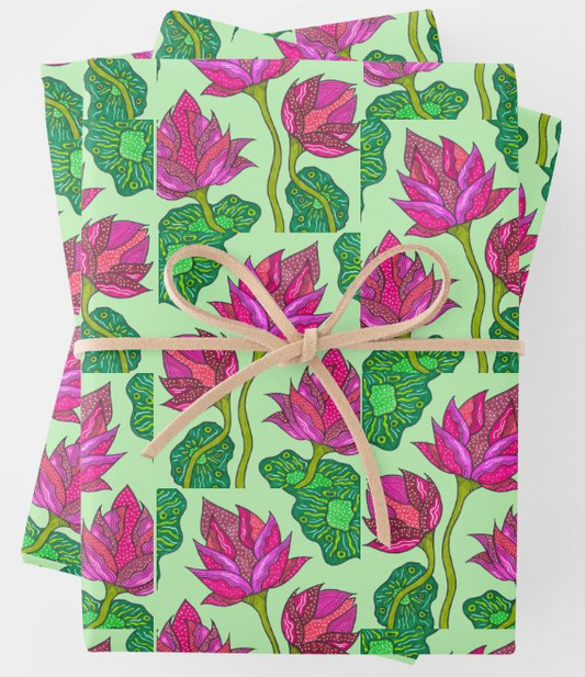 Mint Lotus Gift Wrap
